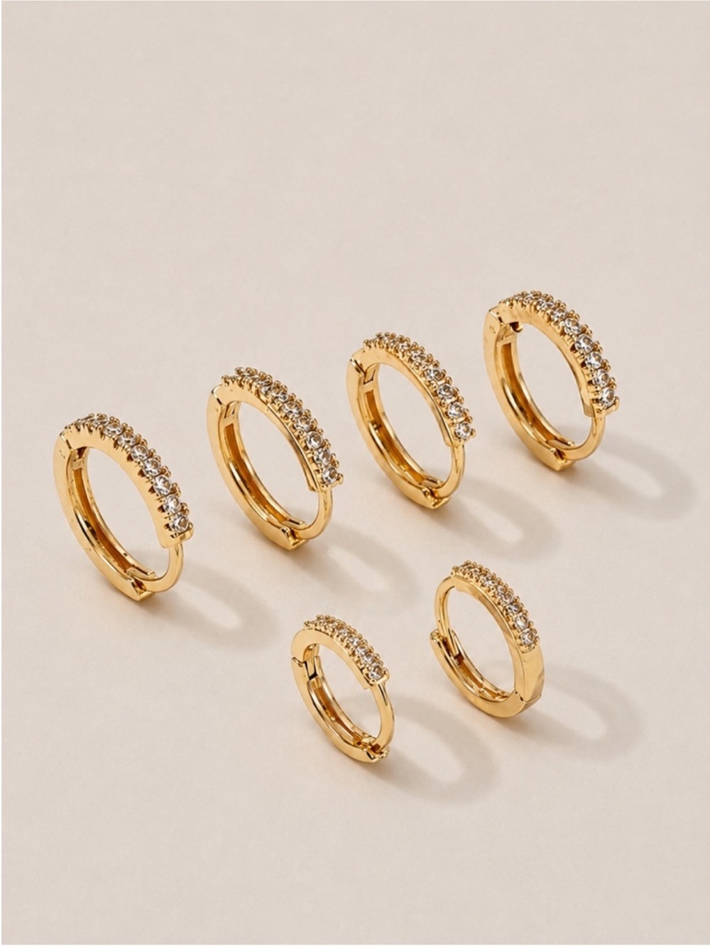 New! Gold Pave Lightweight Set of 3 Earrings (3032) NWOT